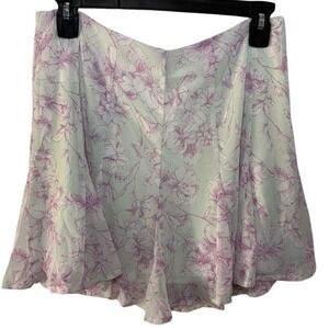 Forever 21 Womens Floral Mini Skirt Purple White Pleated High Waist Size L